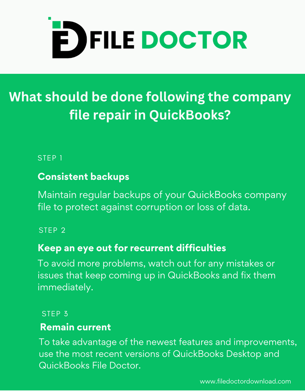 What should be done following the company file repair in QuickBooks